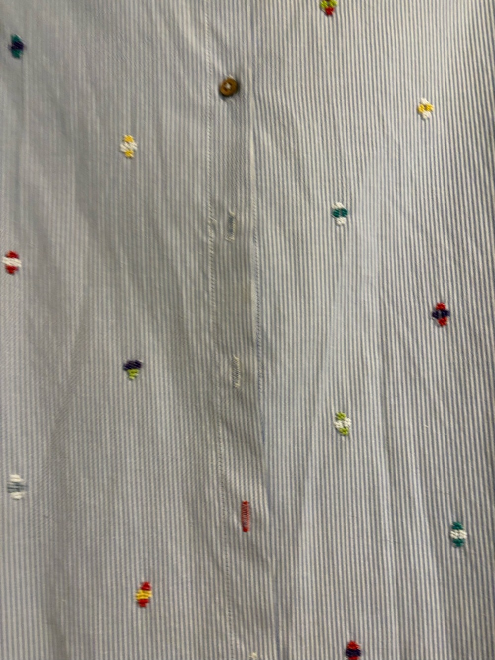Blue Stripe Bead-Embroidered Button-Down Shirt - Picture 2 of 5